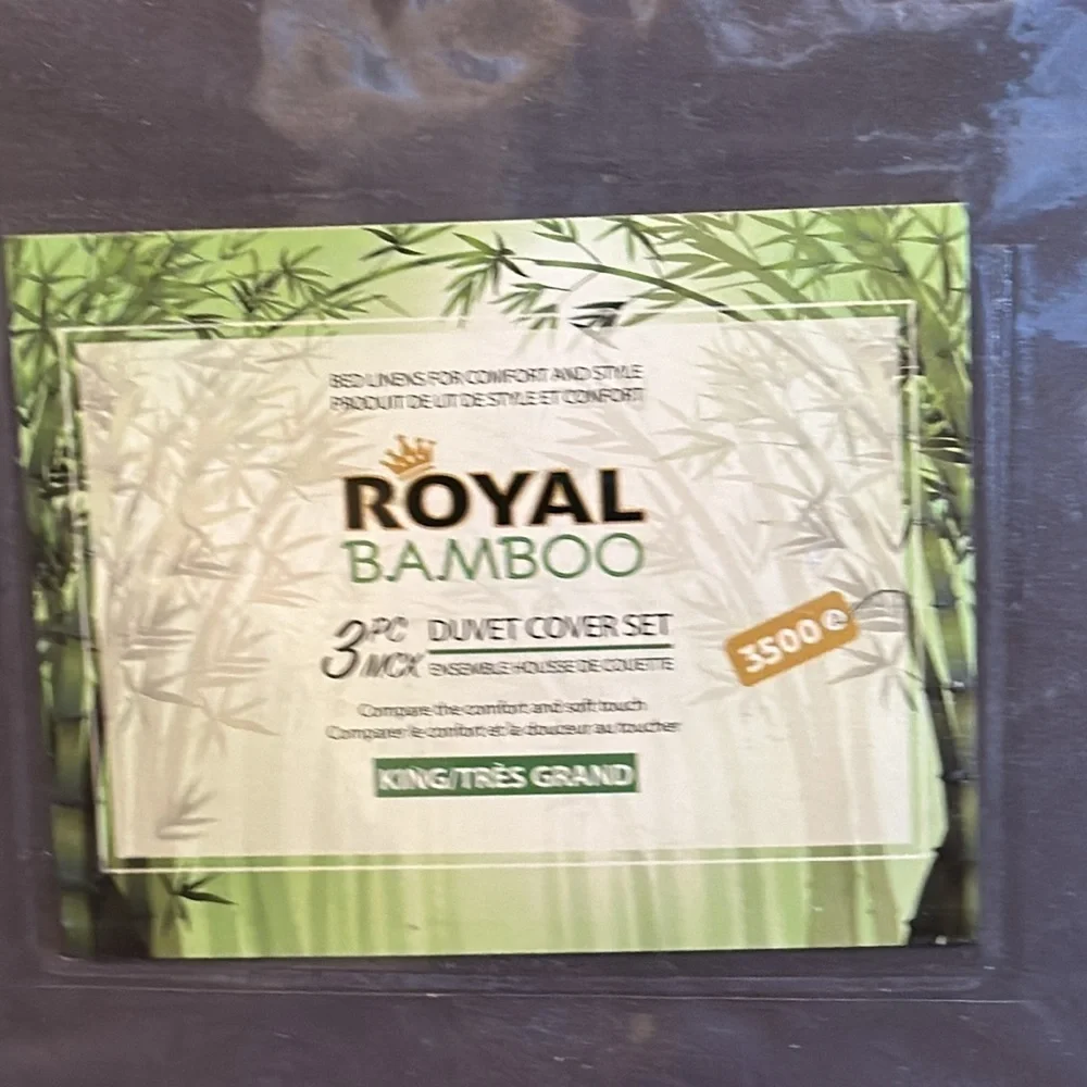Royal Bamboo King Duvet Cover 3pc Set Dark Charcoal